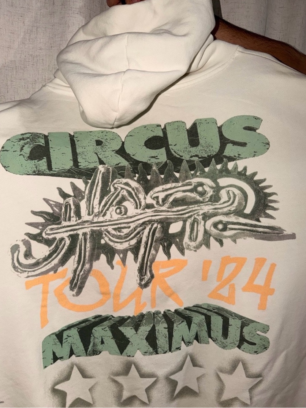TRAVIS SCOTT 2XL White Graphic Hoodie - Circus Maximus Tour '84